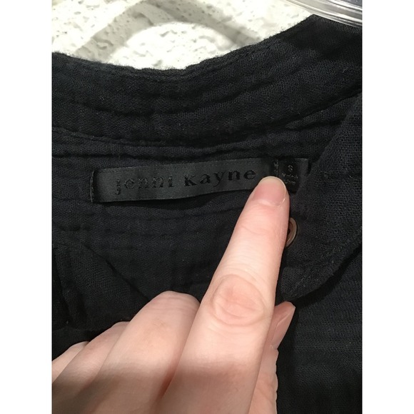 Jenni Kayne Cypress Henley Top Black Cotton Gauze Women's Size S Minimalist Chic - Picture 4 of 7